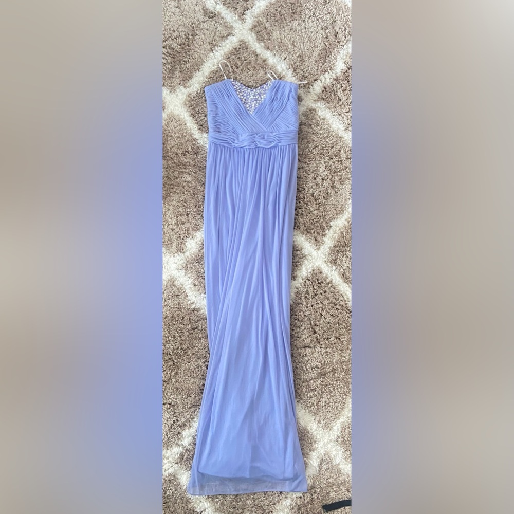 Lavender prom dress with sequence at the top